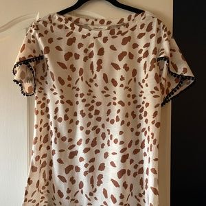 Boat neck animal print top